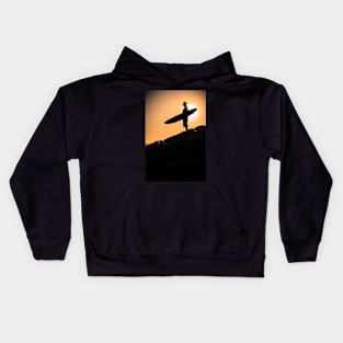 Surfer watching the waves Kids Hoodie